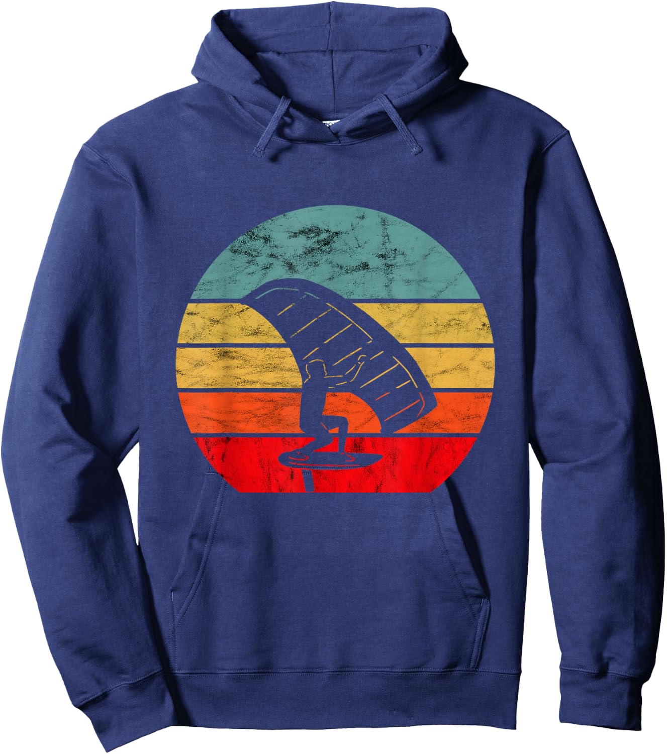 Foil Vintage Retro Foiler Electric Hydrofoil Surfboard Hoodie - Hoodie | Navy