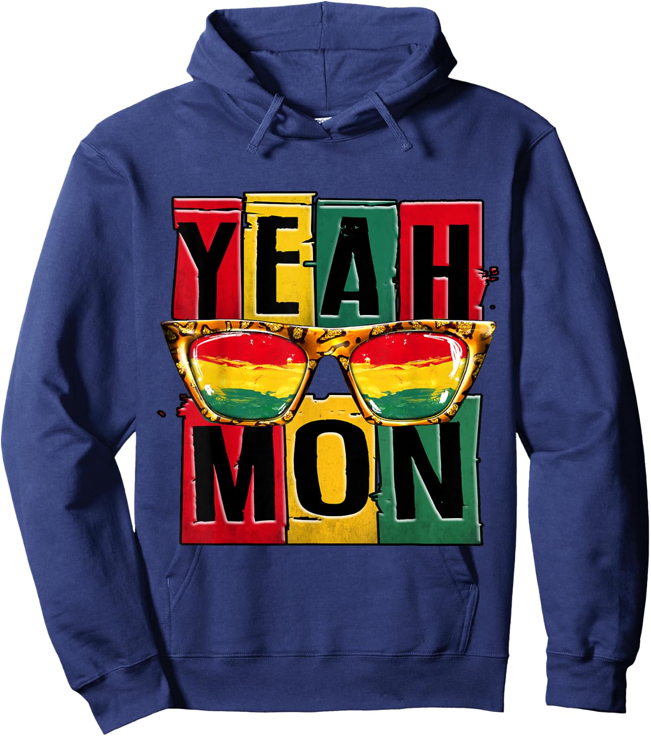 Yeah Mon Funny Jamaican Pride Jamaica Vacation Reggae Hoodie - Hoodie | Navy