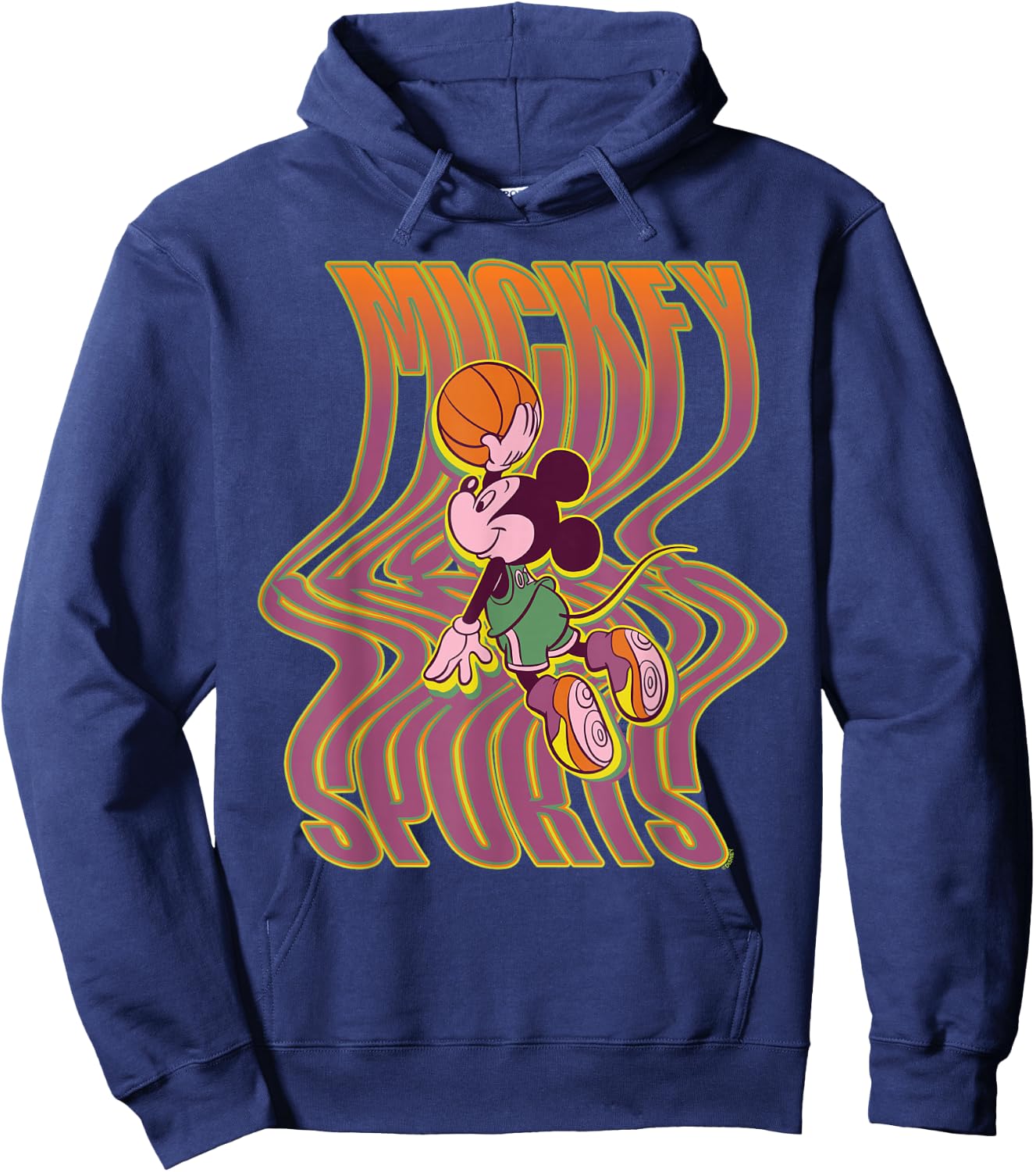 Disney Mickey Mouse Sports Basketball Dunk Wavy Letters Hoodie - Hoodie | Navy