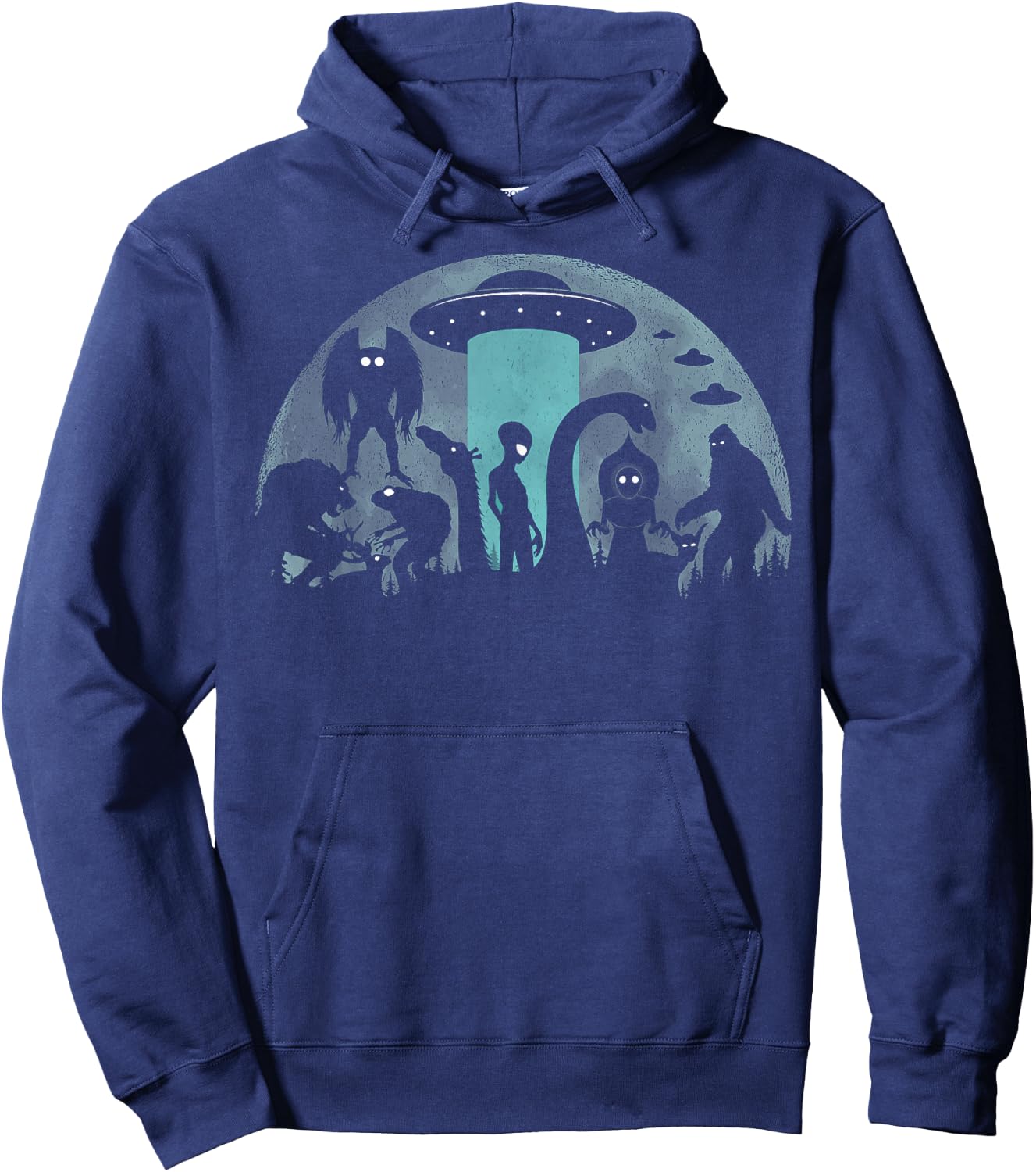 Bigfoot Loch Ness Monster Mothman And Aliens Funny Cryptid Hoodie - Hoodie | Navy