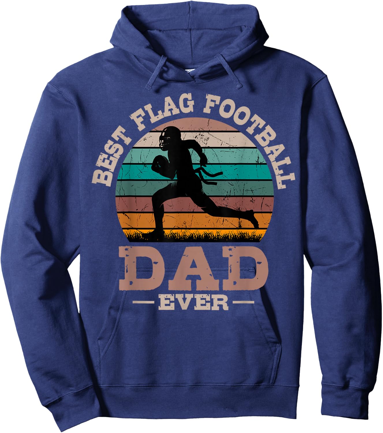 Flag Football Dad Retro Vintage Sport Ball Father's Day Hoodie - Hoodie | Navy