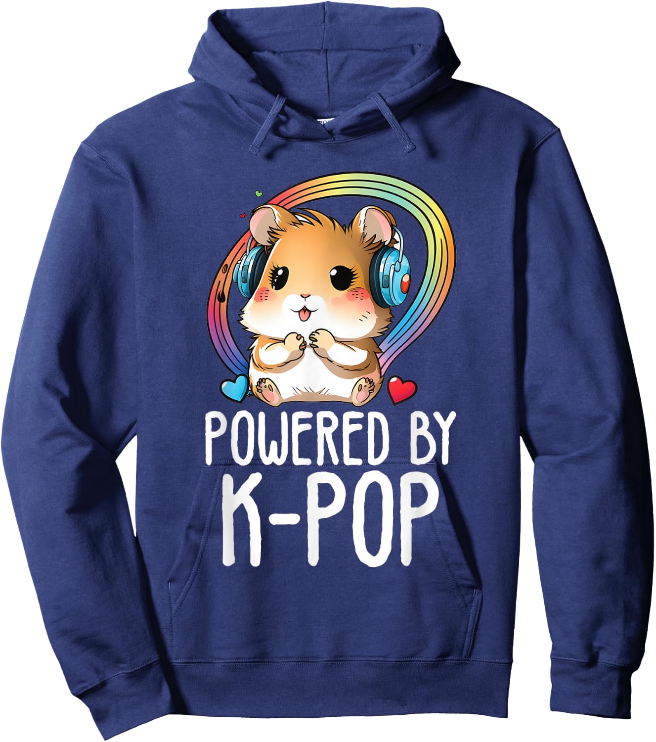 Powered By Kpop Hamster Merch K-pop Merchandise Fangirls Hoodie - Hoodie | Navy