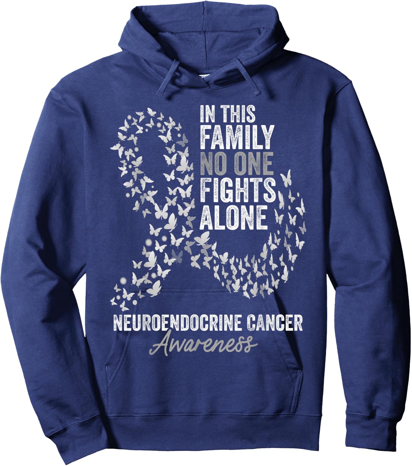 Neuroendocrine Cancer Awareness Month Butterflies Ribbon Hoodie - Hoodie | Navy