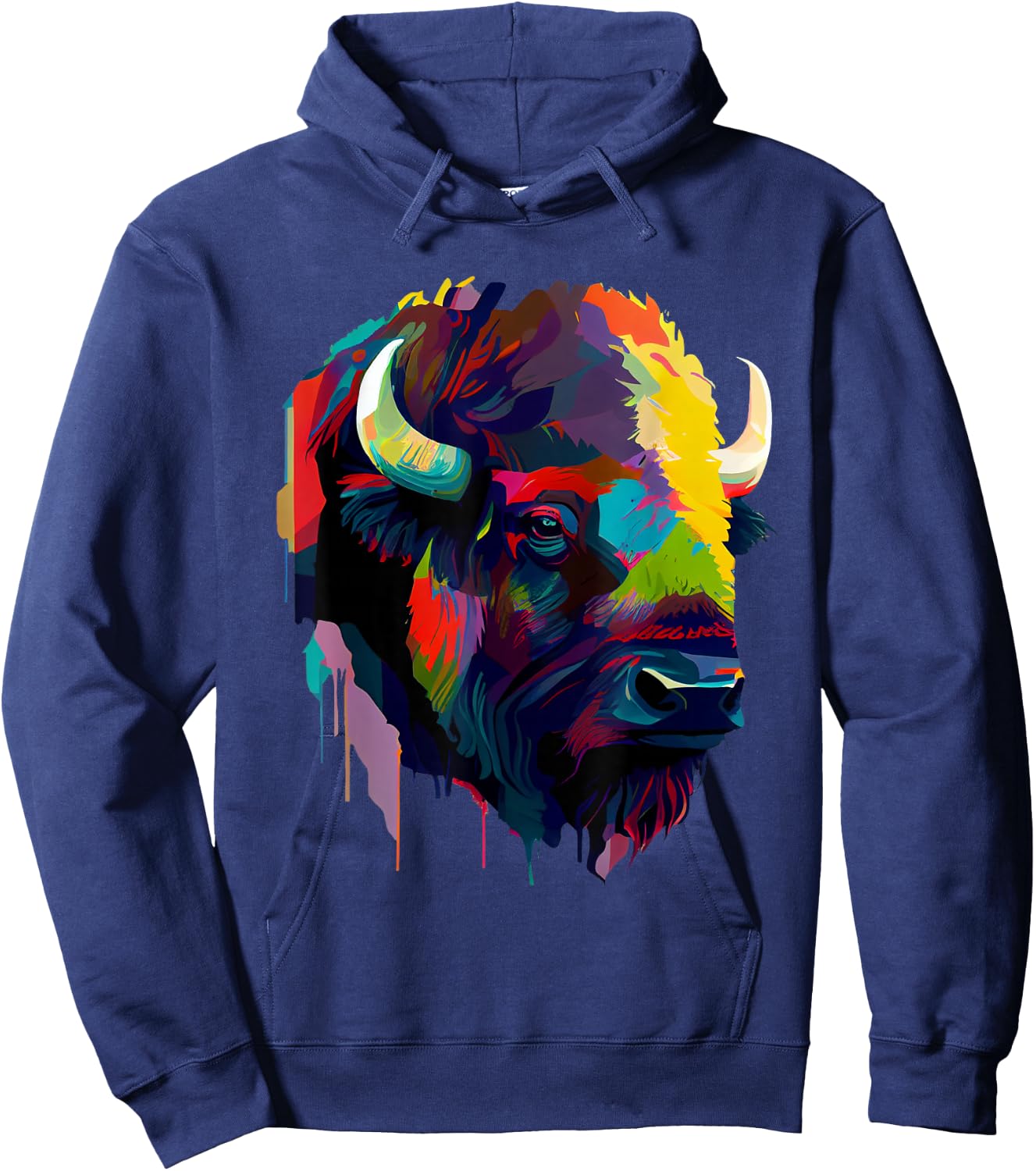 American Bison Lover Colorful Pop Art American Buffalo Bison Hoodie - Hoodie | Navy