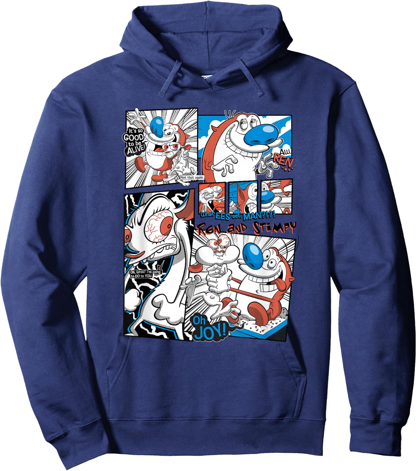 Ren and Stimpy It's So Good To Be Alive Panel Classic Comic Hoodie - Hoodie | Navy