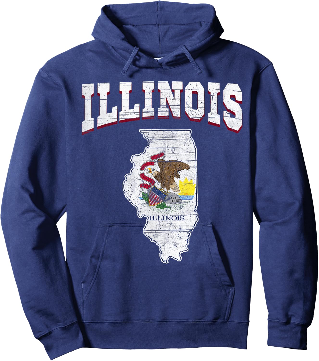 US Citizen Proud America State Flag Land Map Illinois Hoodie - Hoodie | Navy