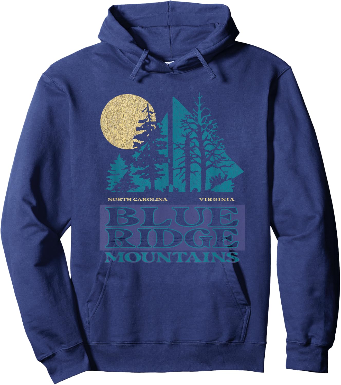 Blue Ridge Mountains National Park Vintage Scenic Hoodie - Hoodie | Navy