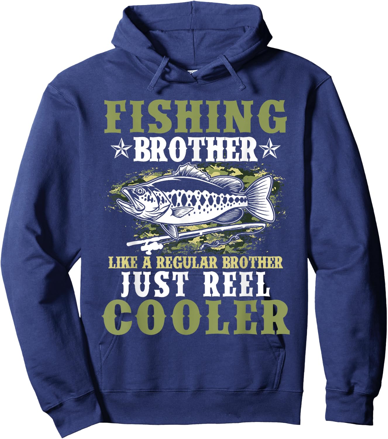 Fishing Shirt Boys Fisherman Funny Bass Fishing Brother Hoodie - Hoodie | Navy