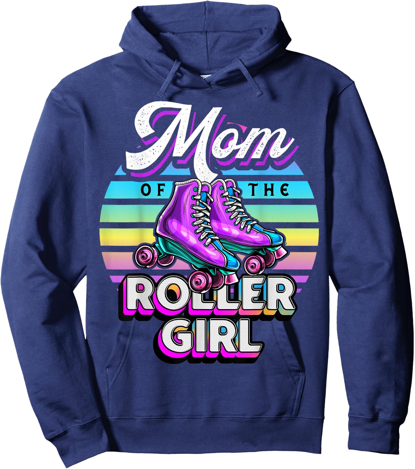 Mom of Roller Girl Roller Skating Birthday Matching Family Hoodie - Hoodie | Navy