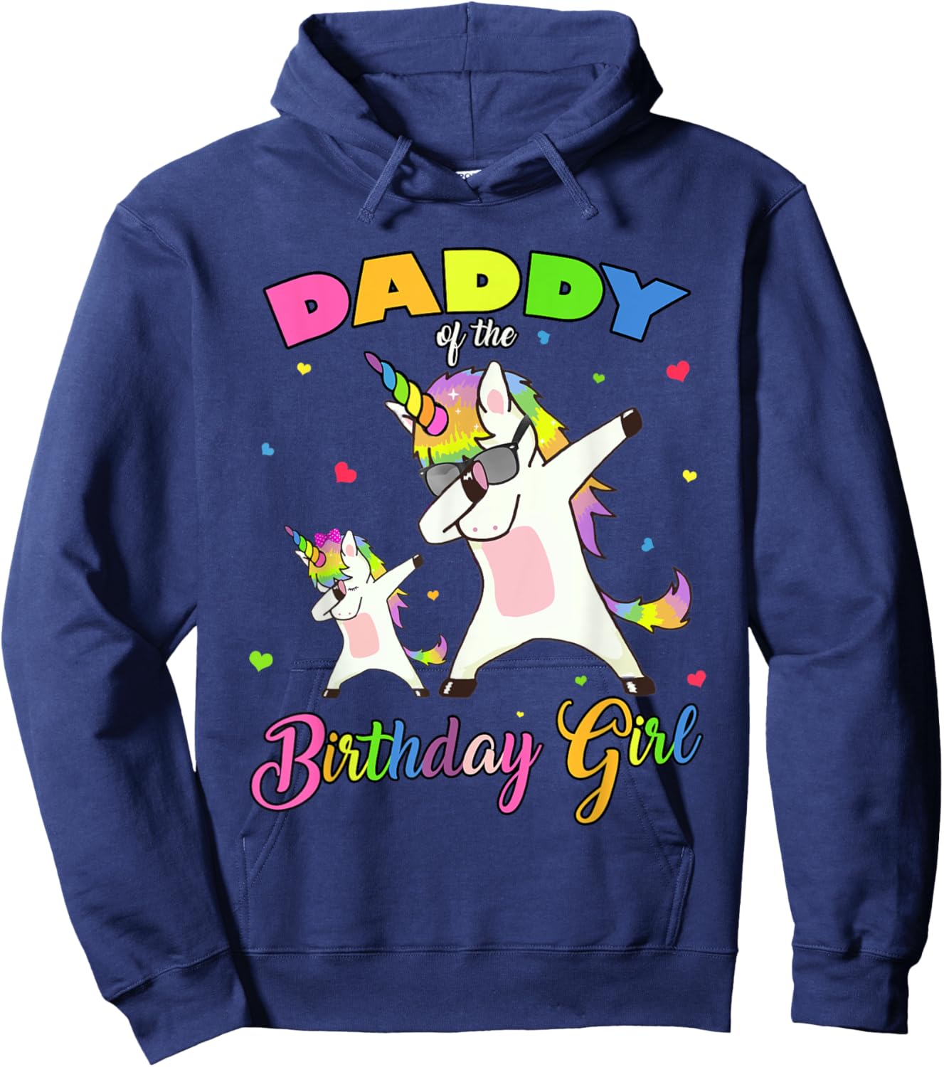 Daddy of the Birthday Girl Dabbing Unicorn Princess and Dad Hoodie - Hoodie | Navy
