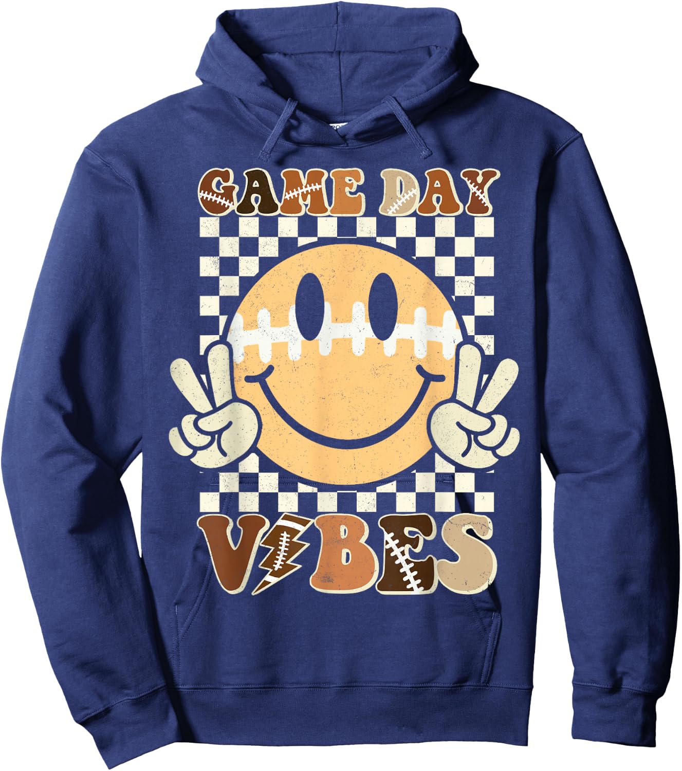 Funny Face American Football Game Day Vibes Sport Women Girl Hoodie - Hoodie | Navy