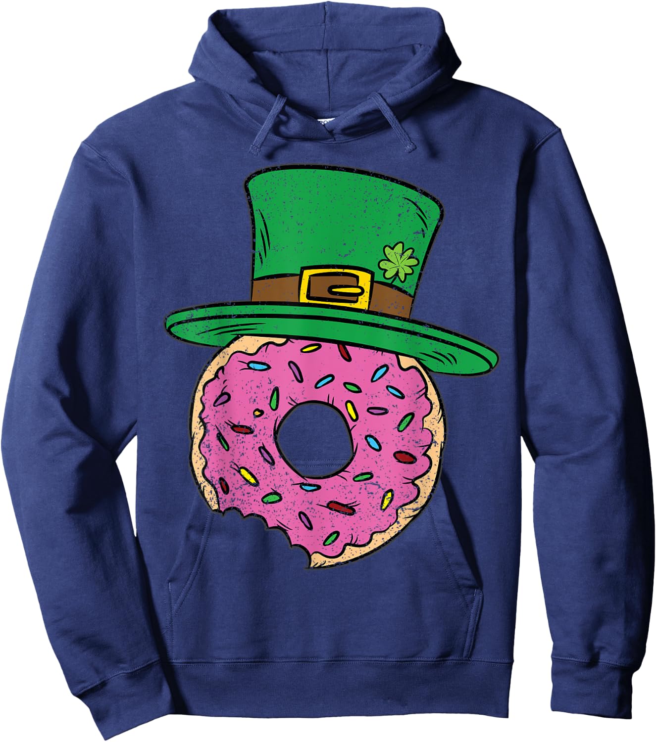 Irish Donut St Patricks Day Doughnut Leprechaun Hat Shamrock Hoodie - Hoodie | Navy