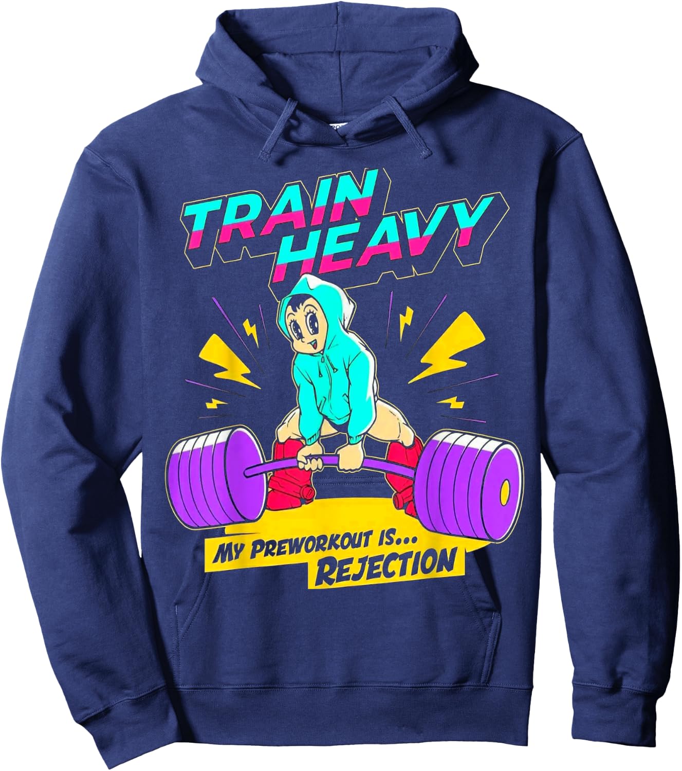 Train Heavy My Pre-Workout Is Rejection Gym Bodybuilding Hoodie - Hoodie | Navy