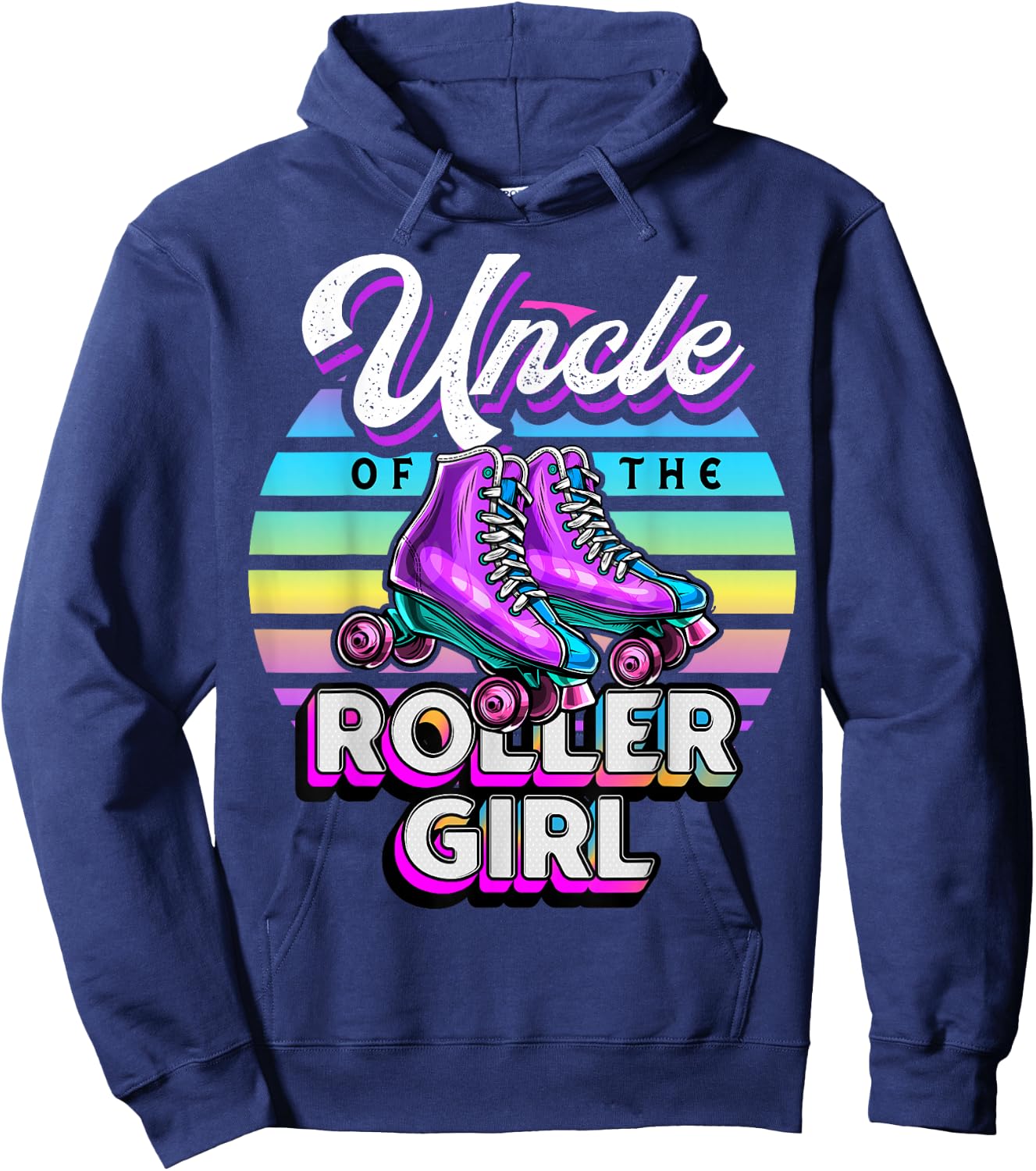 Uncle of Roller Girl Roller Skating Birthday Matching Family Hoodie - Hoodie | Navy