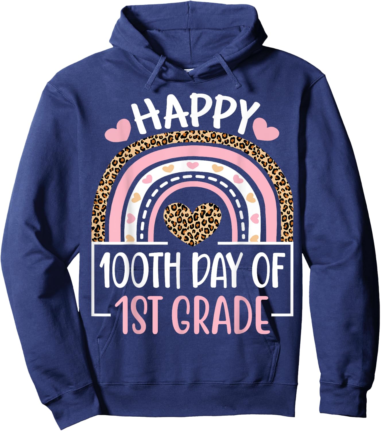 100th Day Of First Grade Funny 100 Days Of School Teacher Hoodie - Hoodie | Navy