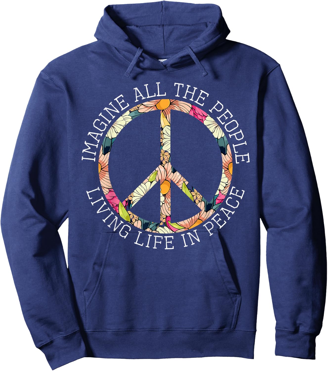 Hippie Costume 60s 70s Peace Vintage Lover Retro Nostalgic Hoodie - Hoodie | Navy