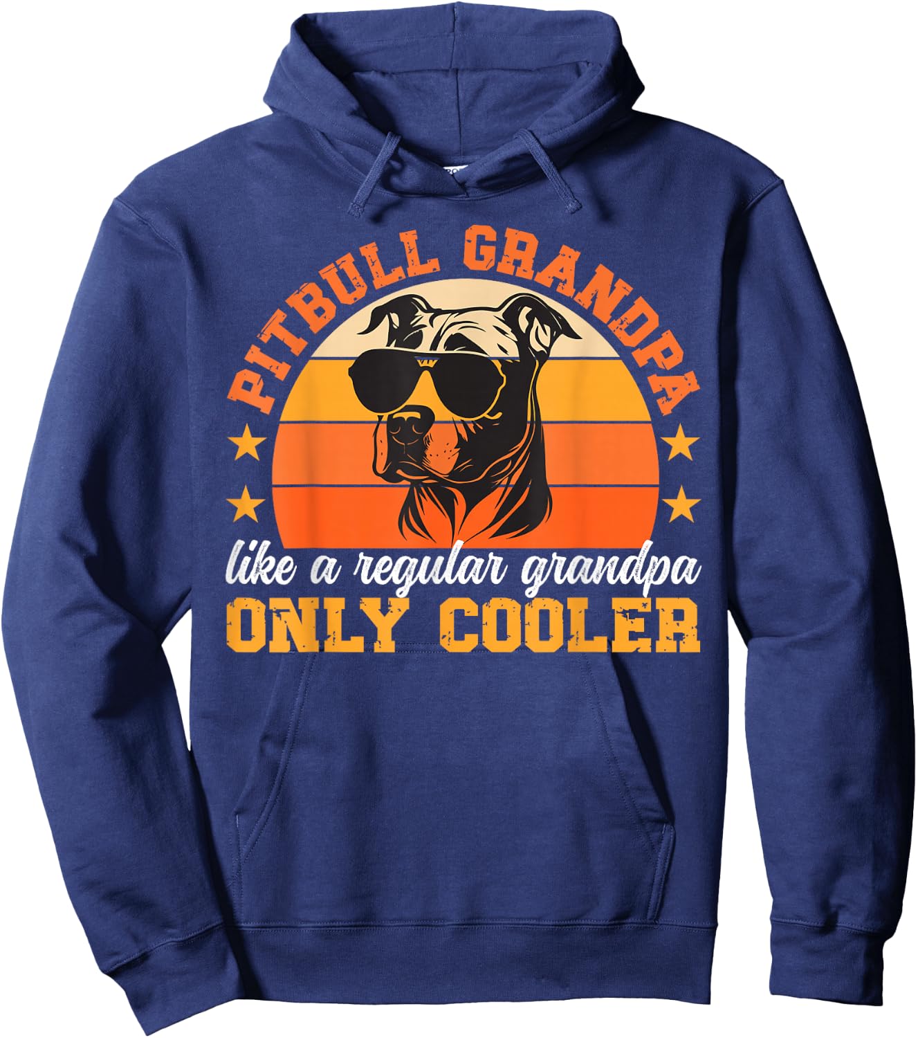 Cool Pitbull Grandpa Pitbull Grandfather Pittie Grandpa Hoodie - Hoodie | Navy