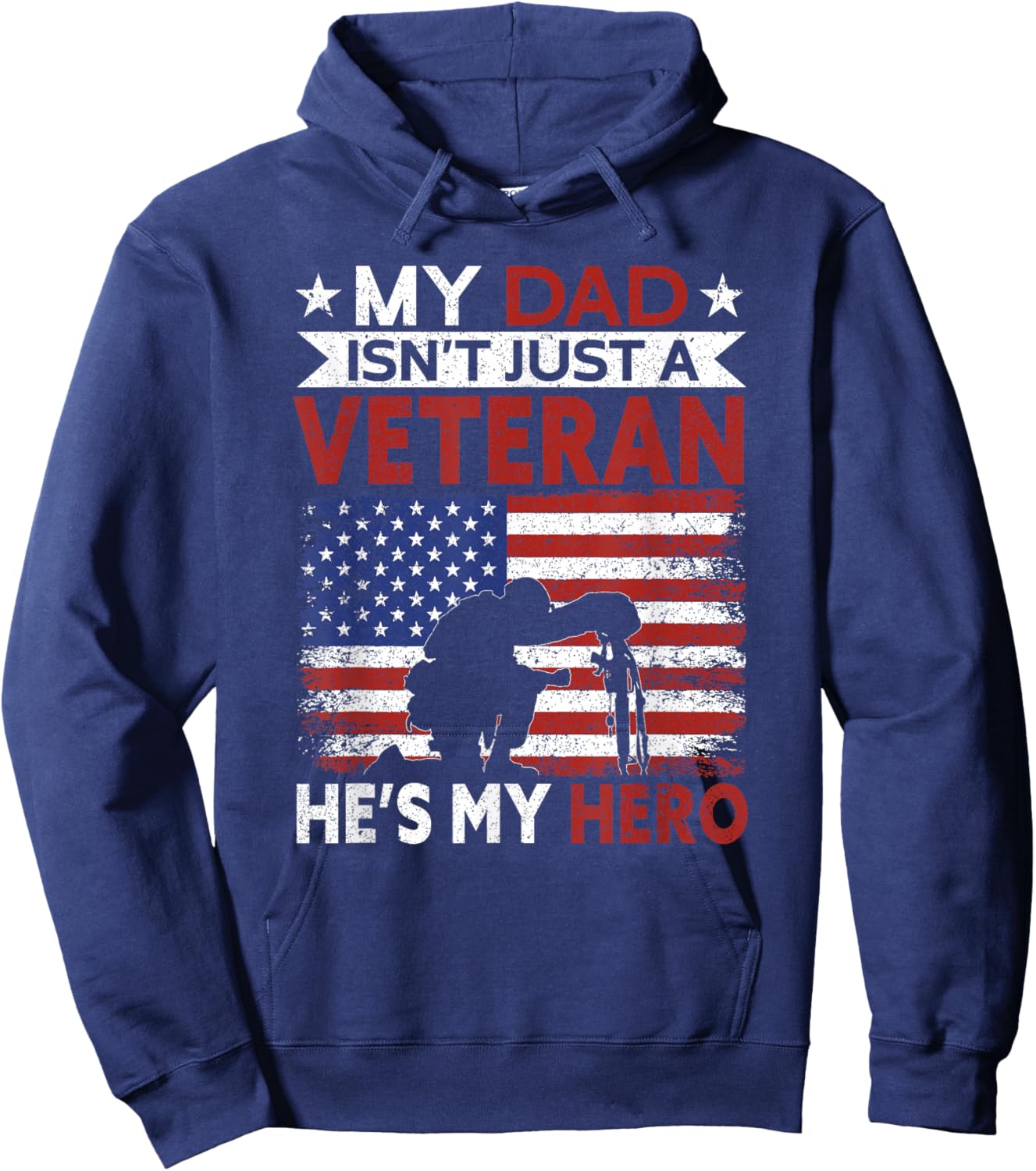 Veteran Dad He's My Hero | Proud American Veteran Dad Hoodie - Hoodie | Navy
