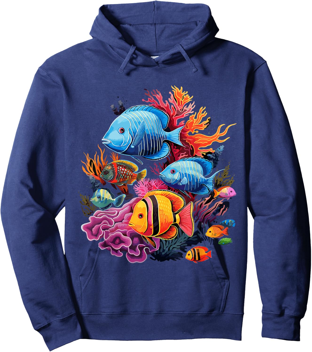colorful tropical Fish on a coral reef Marine Life Hoodie - Hoodie | Navy