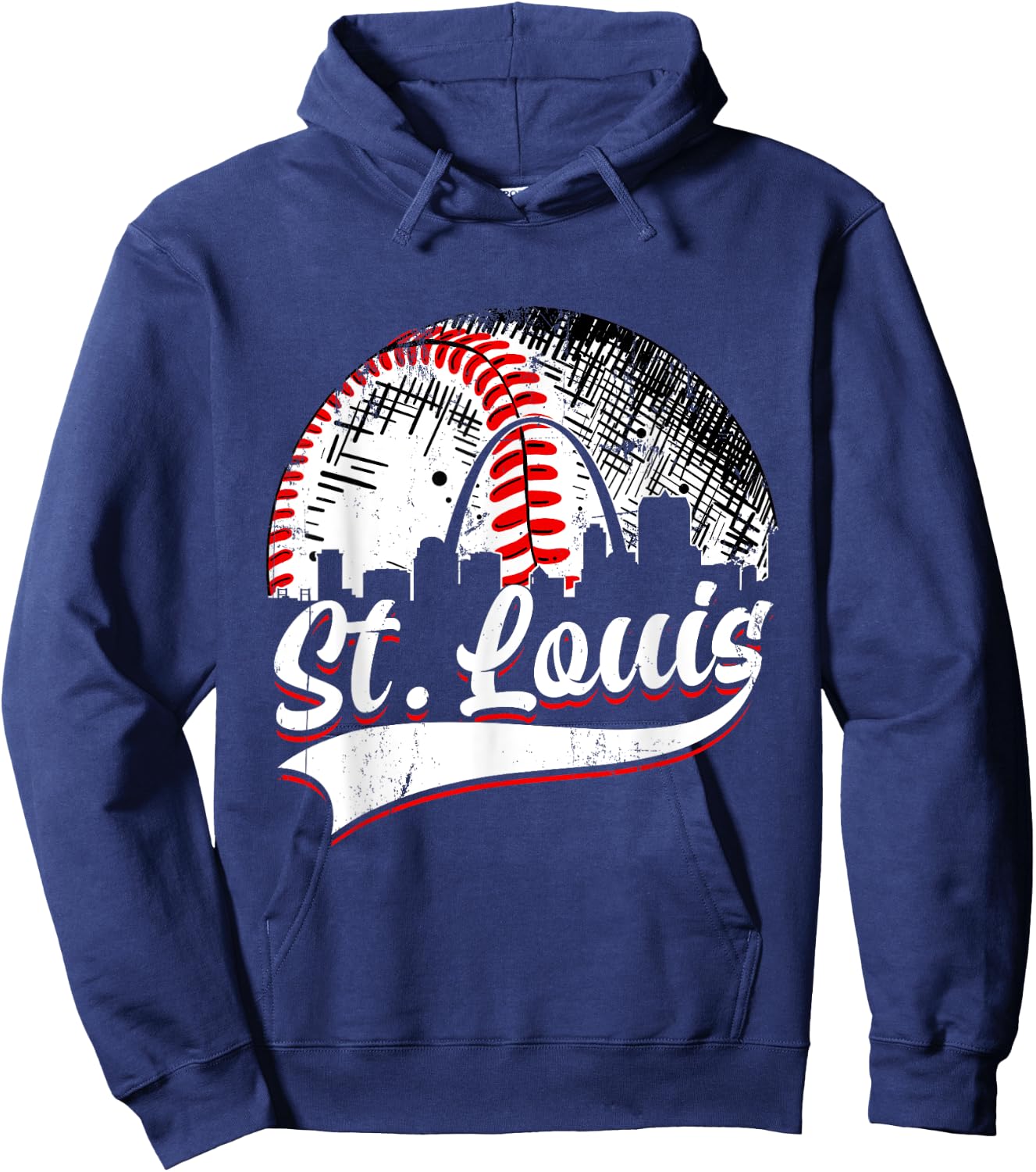 Vintage St. Louis Baseball Lover Men Women Game Day Hoodie - Hoodie | Navy
