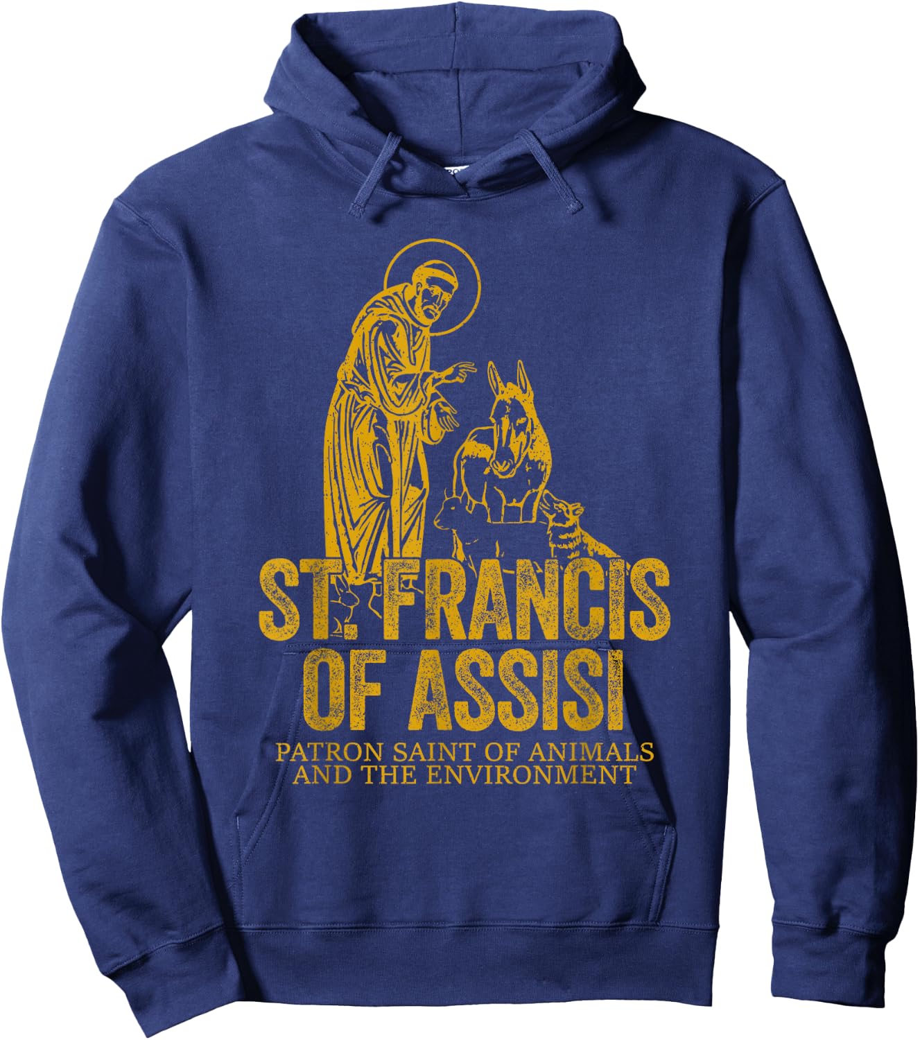 Catholicism Gold St. Francis Of Assisi Christian Saint Hoodie - Hoodie | Navy