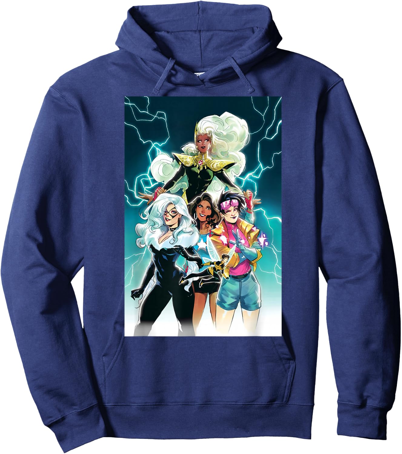 Marvel Women Storm Jubilee Wasp America Chavez & Black Cat Hoodie - Hoodie | Navy