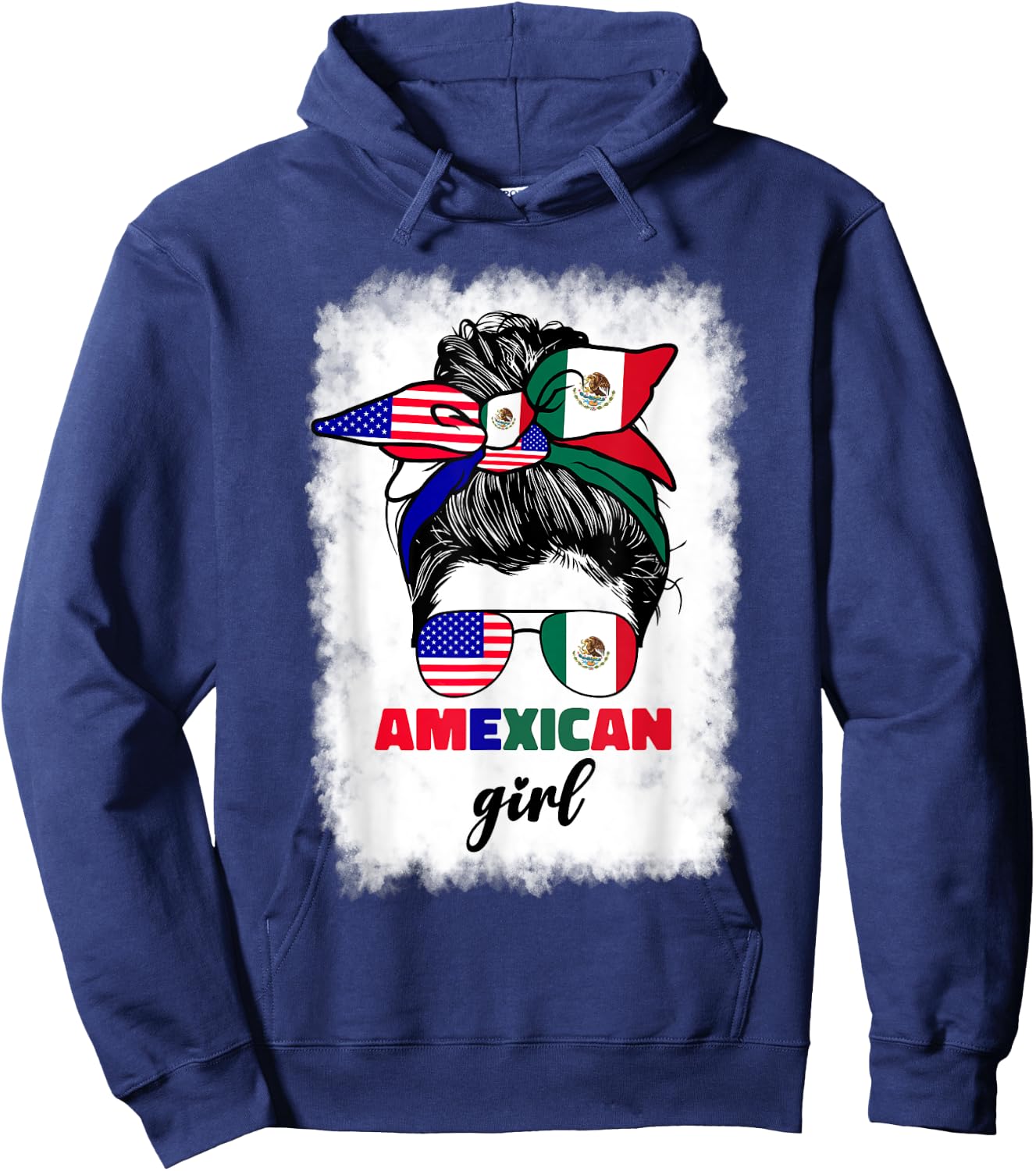 Half Mexican And American Mexico America Usa Flag Girl Funny Hoodie - Hoodie | Navy