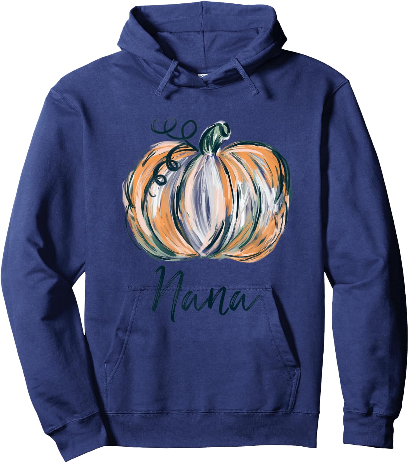 Nana Watercolor Pumpkin Fall Thanksgiving Halloween 2022 Hoodie - Hoodie | Navy
