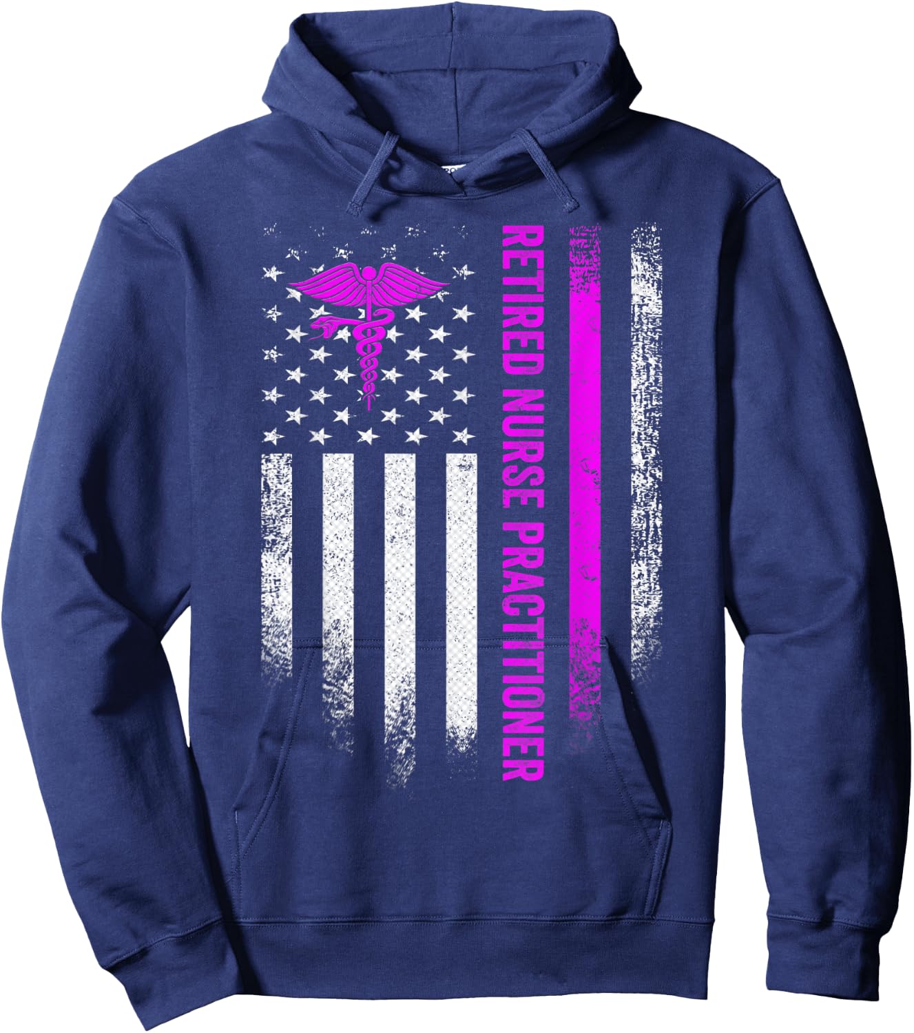 Vintage American Flag Proud Retired NP Nurse Practitioner Hoodie - Hoodie | Navy