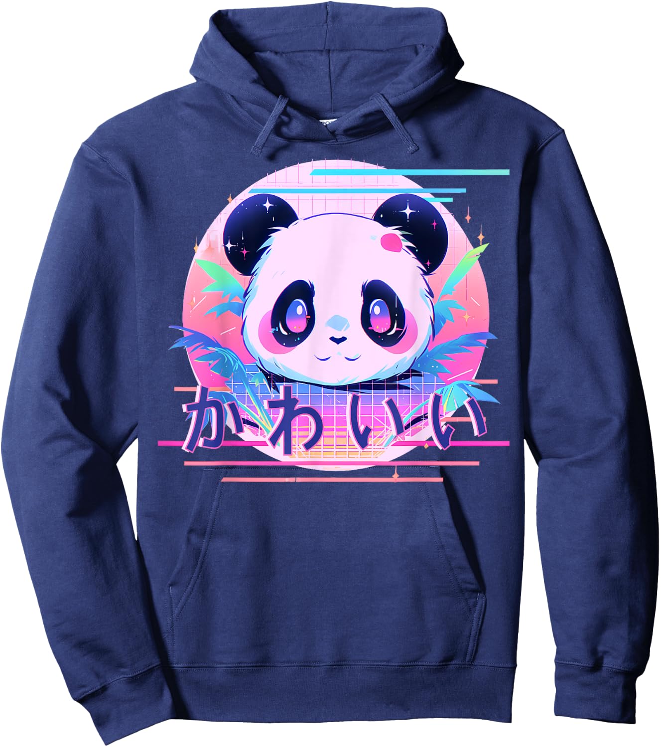 Kawaii Panda 80s Retro Cute Japanese Vaporwave Aesthetic Hoodie - Hoodie | Navy