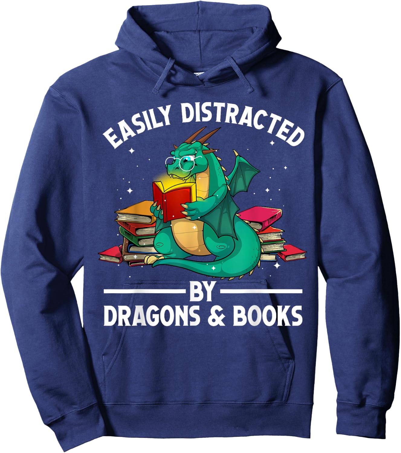 Cute Dragon Book Design Women Kids Dragon Book Lover Hoodie - Hoodie | Navy
