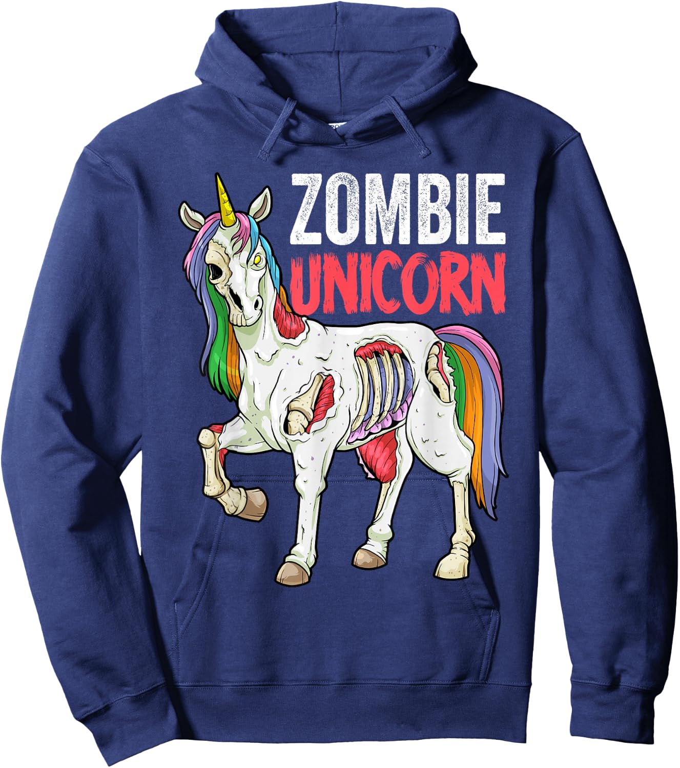 Zombie Unicorn Zombiecorn Halloween Costume Scary Undead Hoodie - Hoodie | Navy