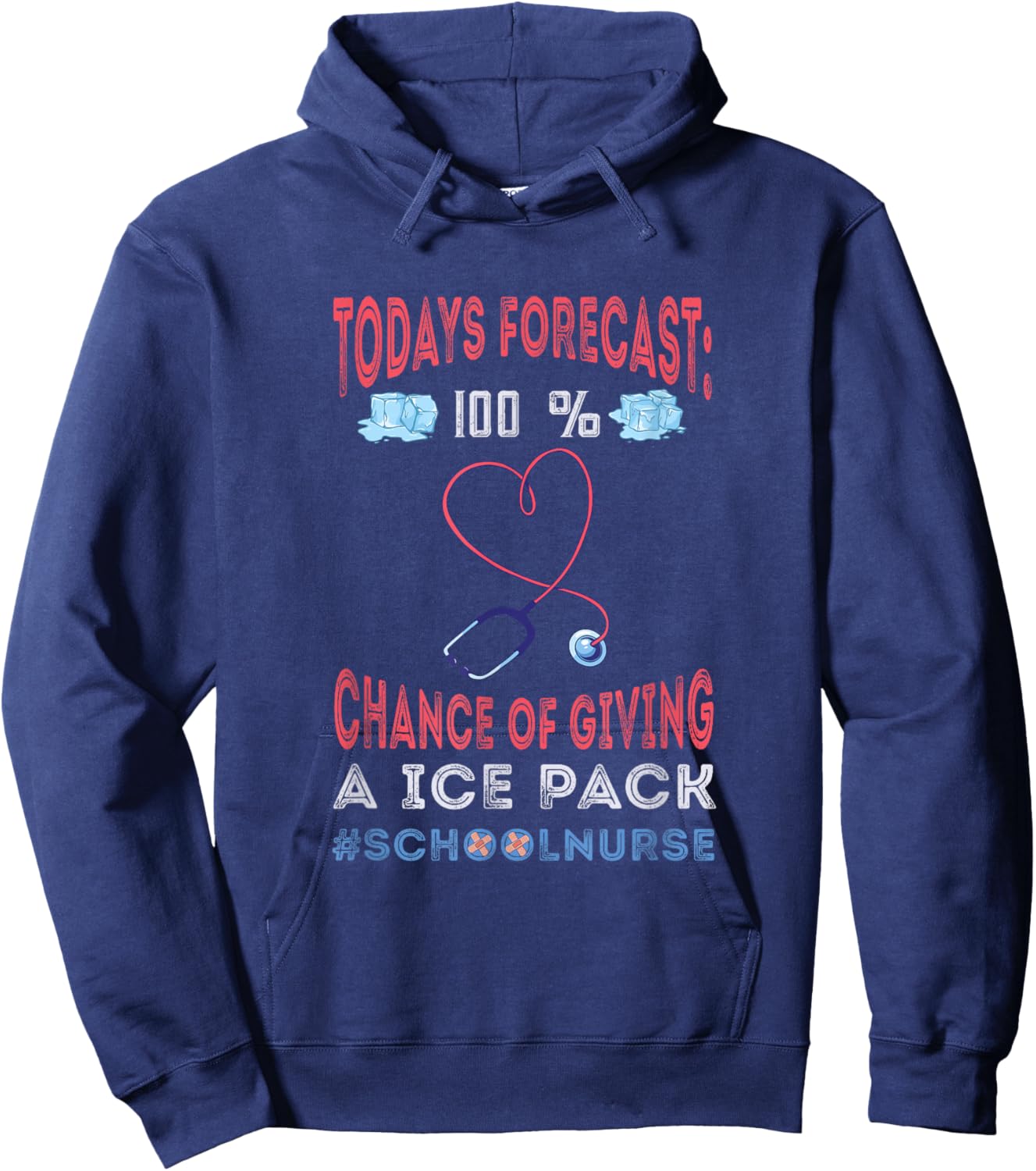 Todays Forecast School Nurse Cares First Aid Back to School Hoodie - Hoodie | Navy