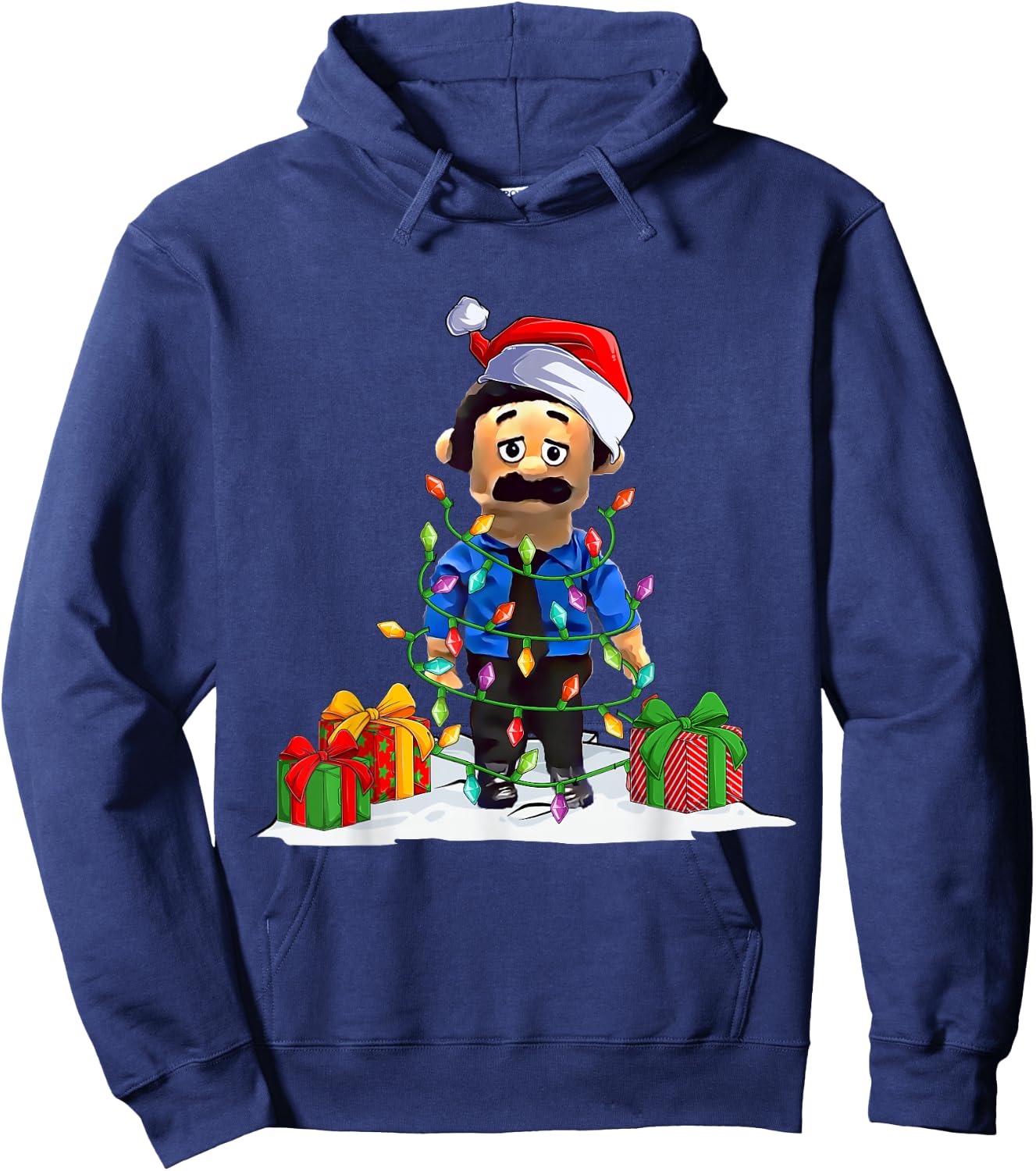 Awkward Diego Puppet -Adults Black Small Cartoon Christmas Hoodie - Hoodie | Navy