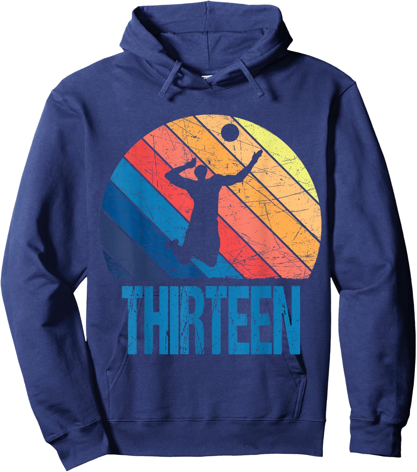 13th Birthday Retro Volleyball 13 Years Old Boy Girl Hoodie - Hoodie | Navy