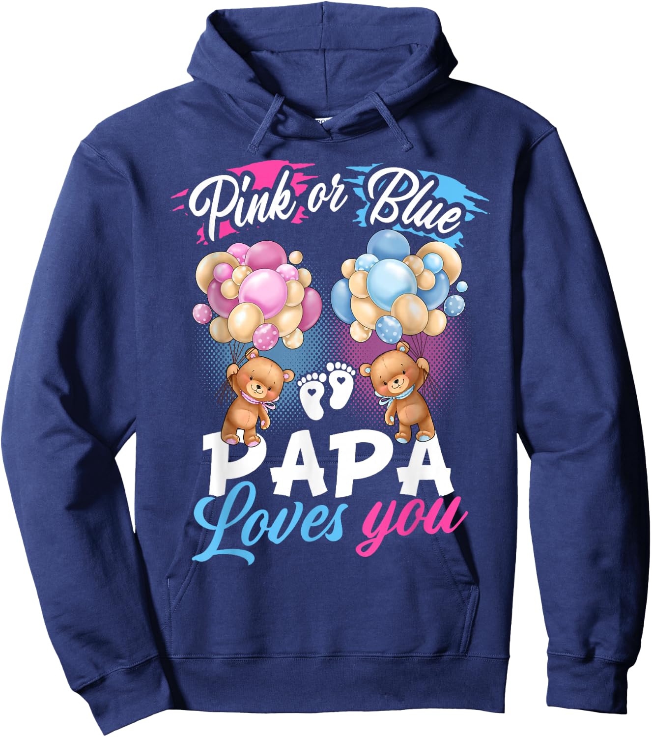 Bears Pink Or Blue Papa Loves You Gender Reveal Hoodie - Hoodie | Navy