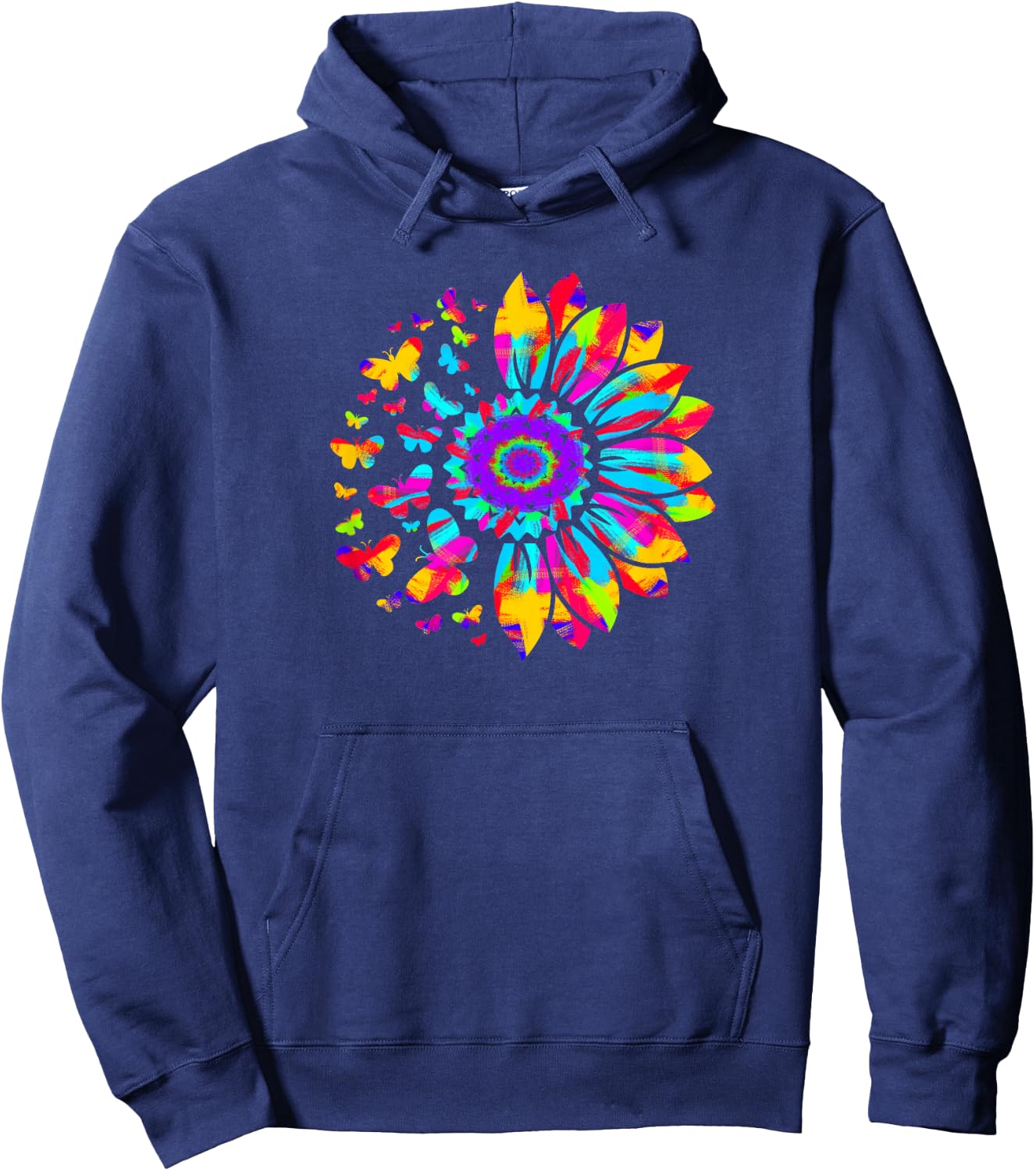 Sunflower Sun Flower Tie Dye Daisy Butterflies Women Girls Hoodie - Hoodie | Navy