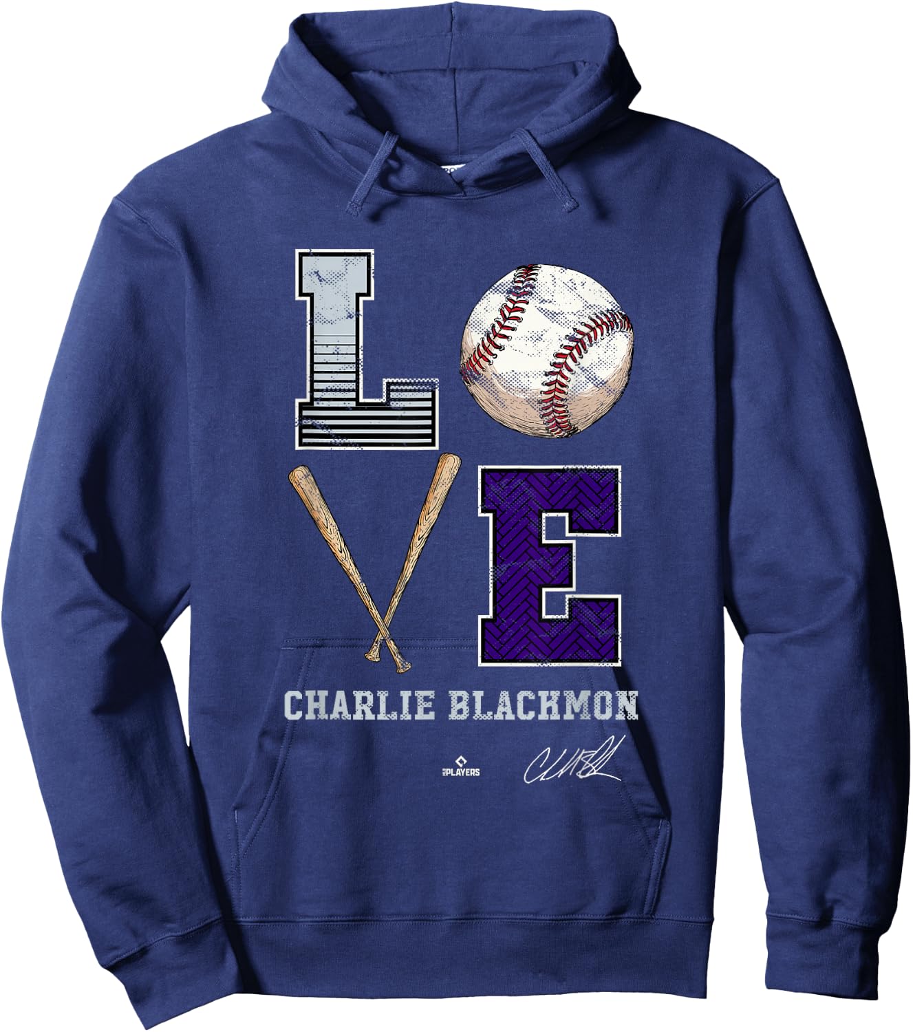 Love Charlie Blackmon Charlie Blackmon Colorado MLBPA Hoodie - Hoodie | Navy