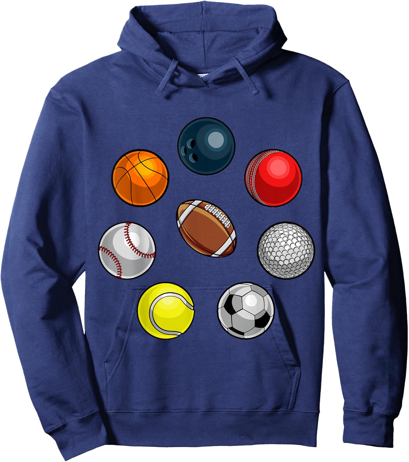 Cartoon Sports Balls Design Hoodie - Hoodie | Navy