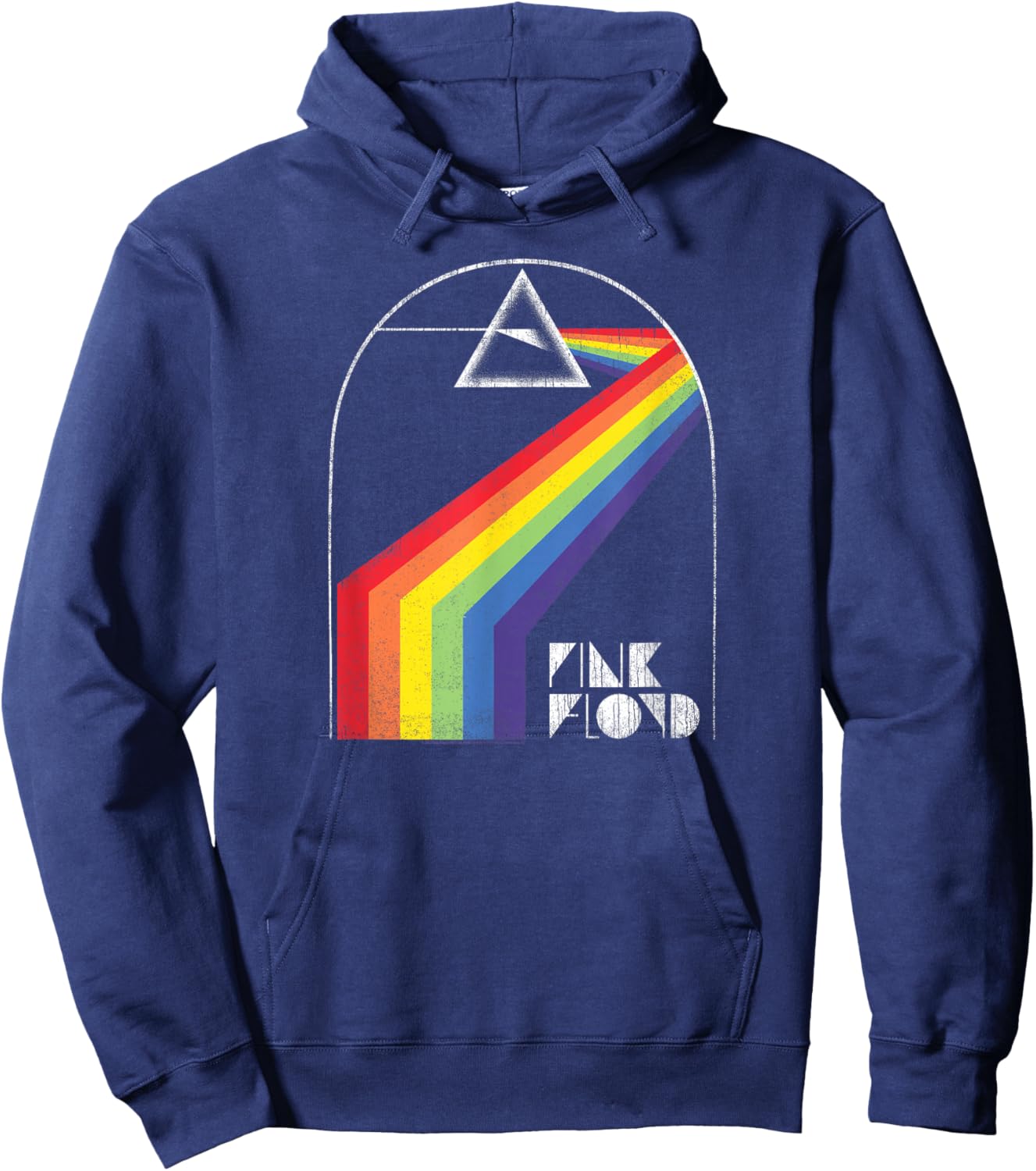 Pink Floyd Distressed Dark Side Yellow Brick Road Hoodie - Hoodie | Navy