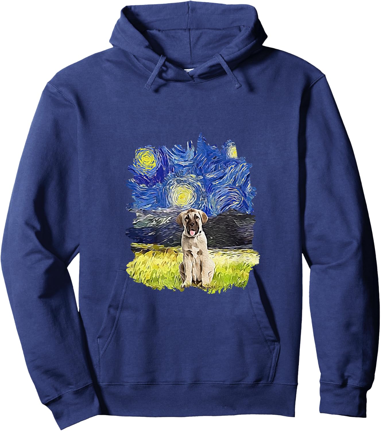 Starry Night Impressionist - Dog Art Anatolian Shepherd Dog Hoodie - Hoodie | Navy