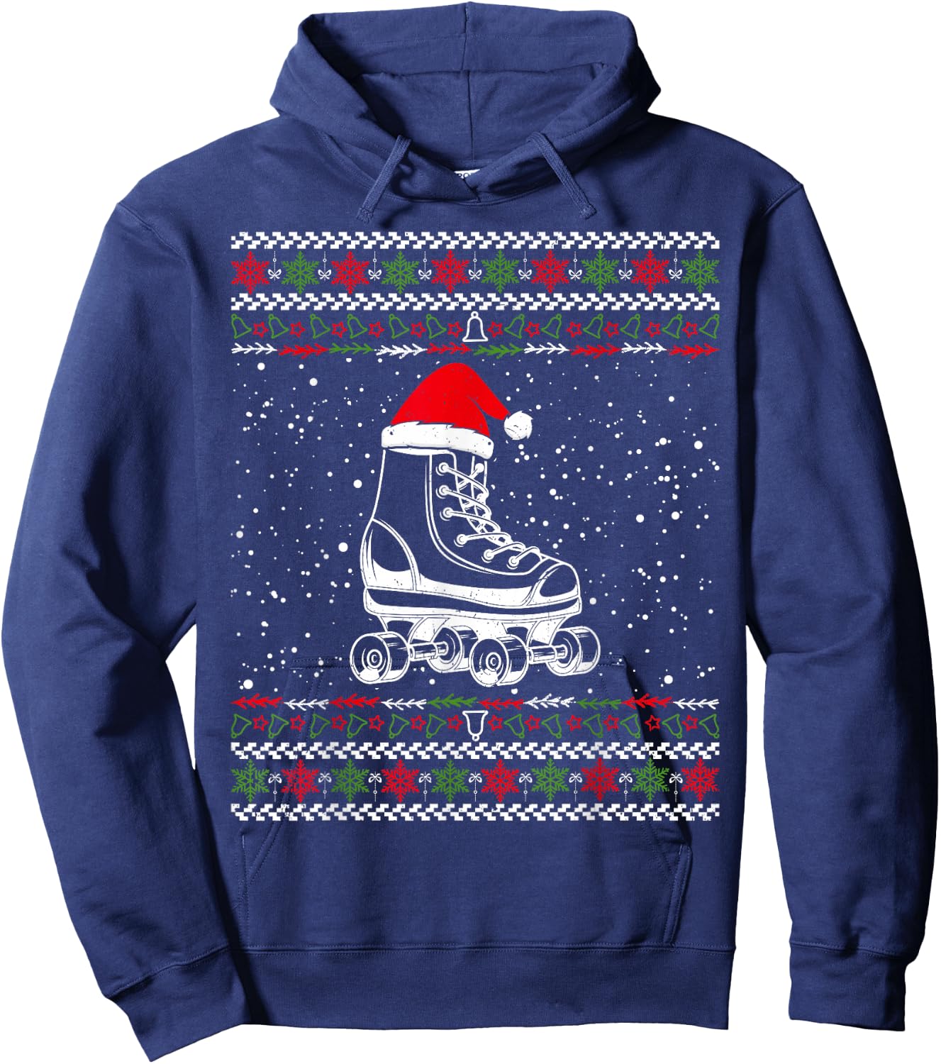 Roller Skating Ugly Christmas Sweater Sport Lover Matching Hoodie - Hoodie | Navy