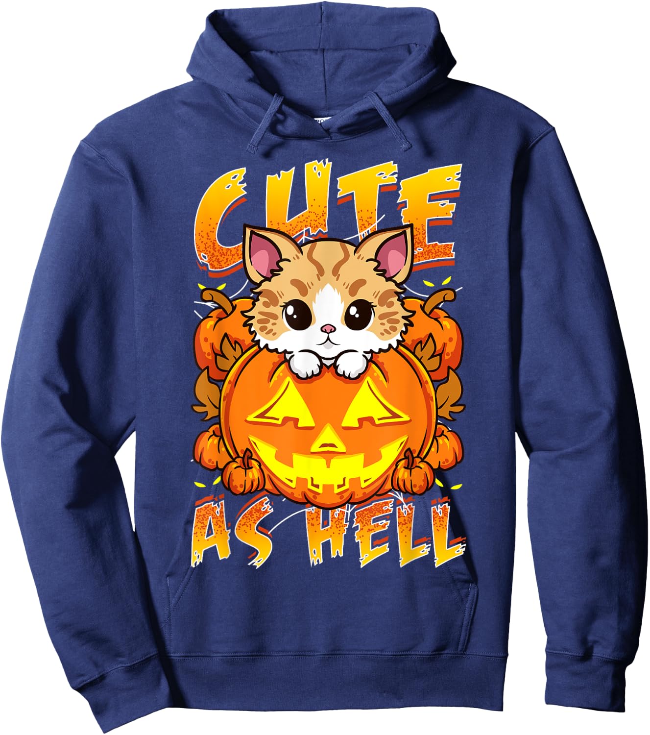 Cute as Hell Cat Lovers Halloween Hoodie - Hoodie | Navy