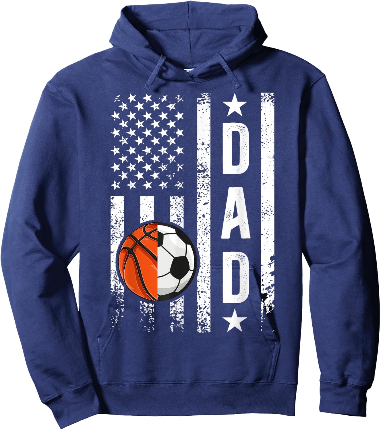 Basketball Soccer Dad US Flag Soccer Basketball Father Hoodie - Hoodie | Navy