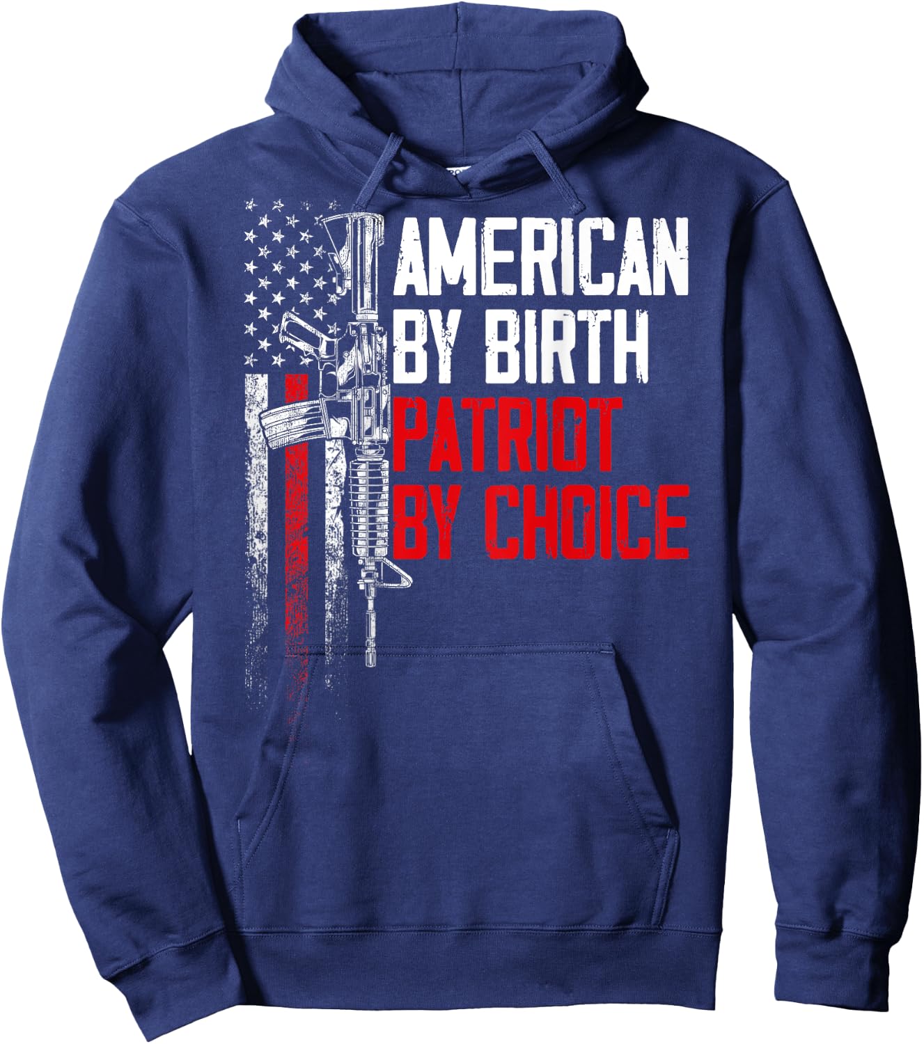 American By Birth Patriot By Choice American Flag (on back) Women Men Hoodie - Hoodie | Navy