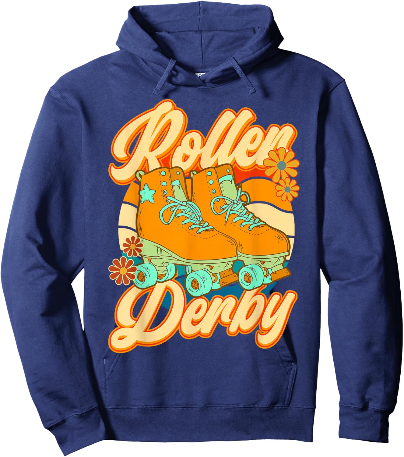 Roller Skating Roller Derby Skate Girl 70s Retro Hoodie - Hoodie | Navy