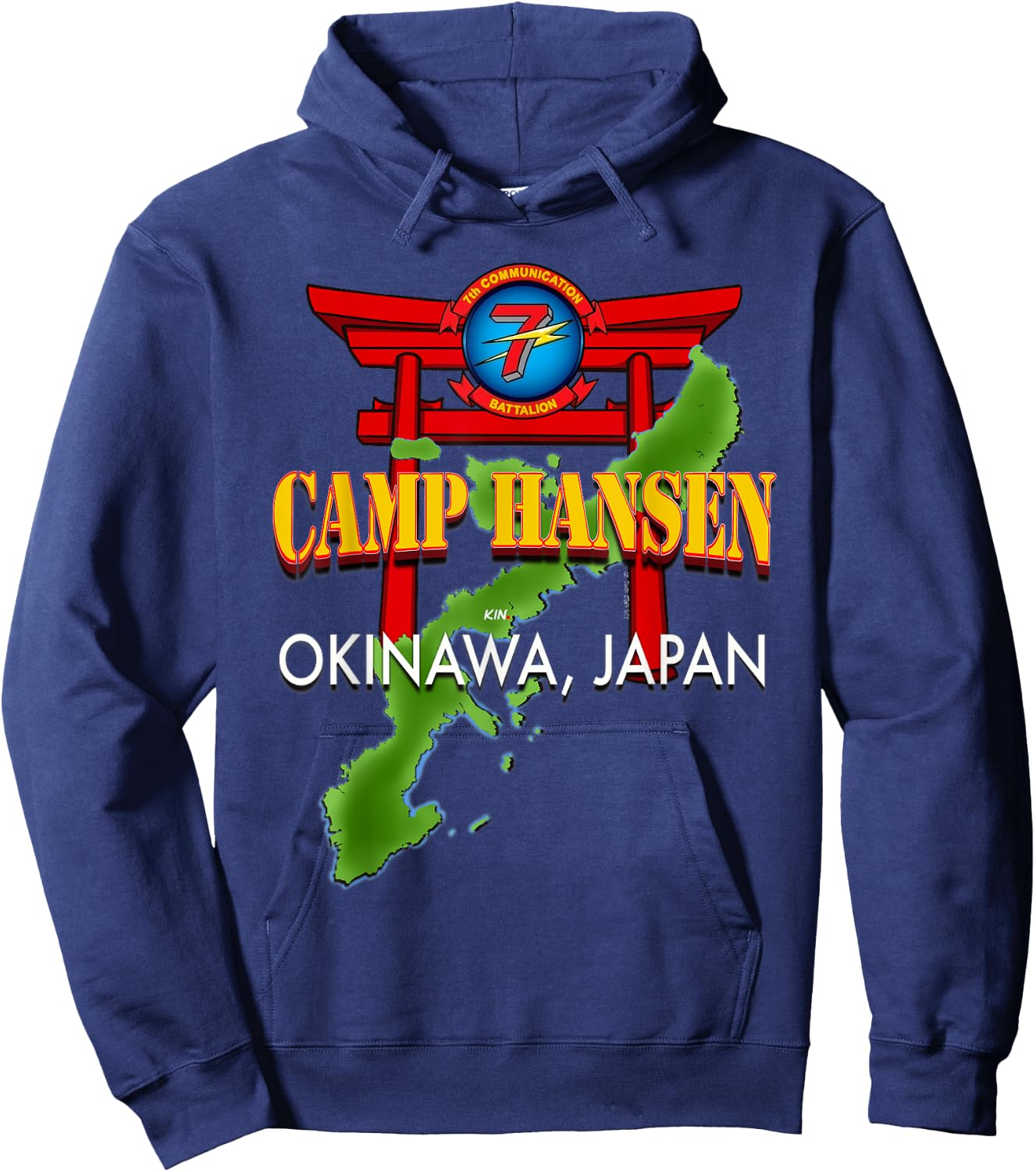 7th Communication Battalion Camp Hansen Okinawa Japan Hoodie - Hoodie | Navy