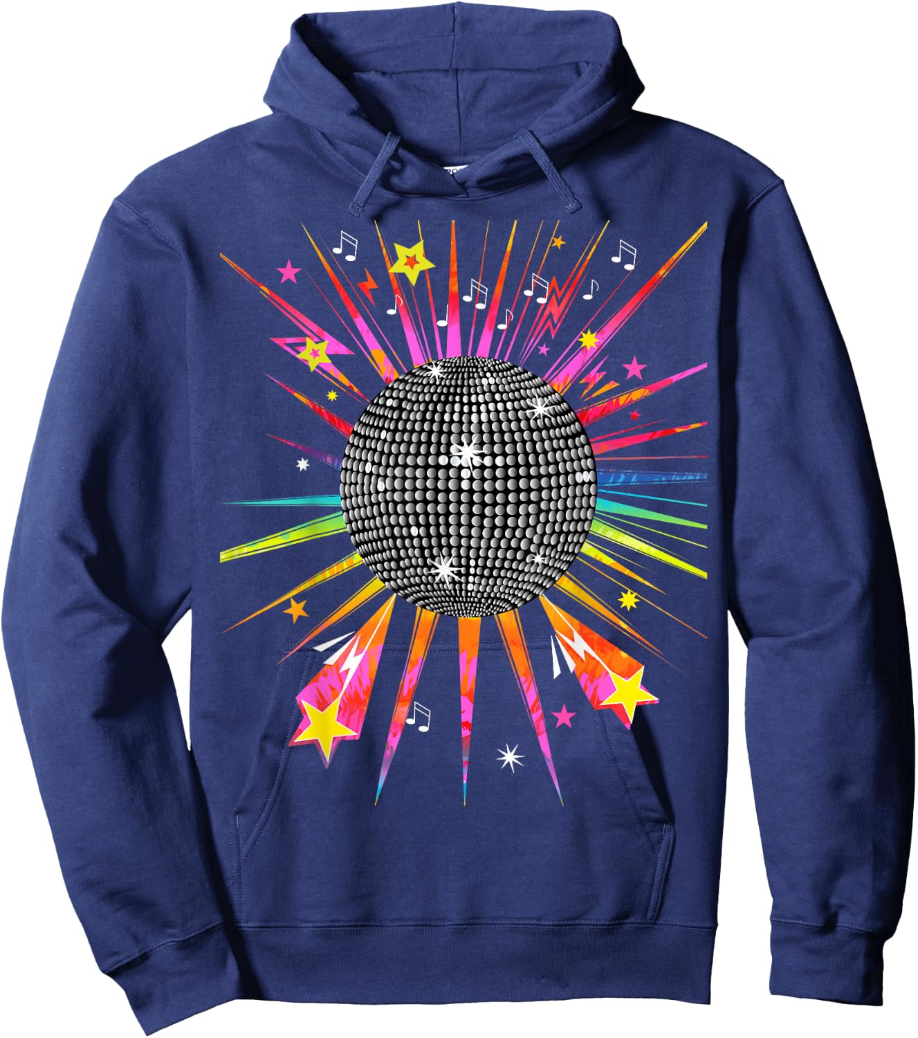 Little Hell's Kitchen Studio Disco Ball 1970's Tie Dye Vintage Retro Dance Party Costume , Black Hoodie - Hoodie | Navy