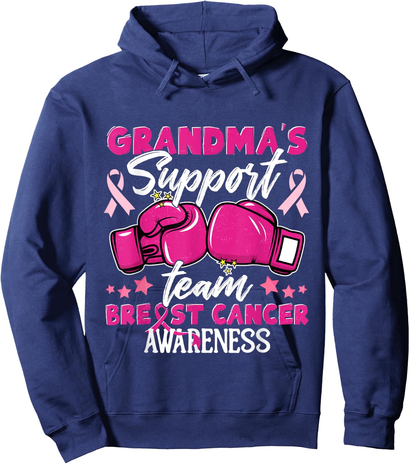 Grandma's Support Team Breast Cancer Awareness Support Squad Hoodie - Hoodie | Navy