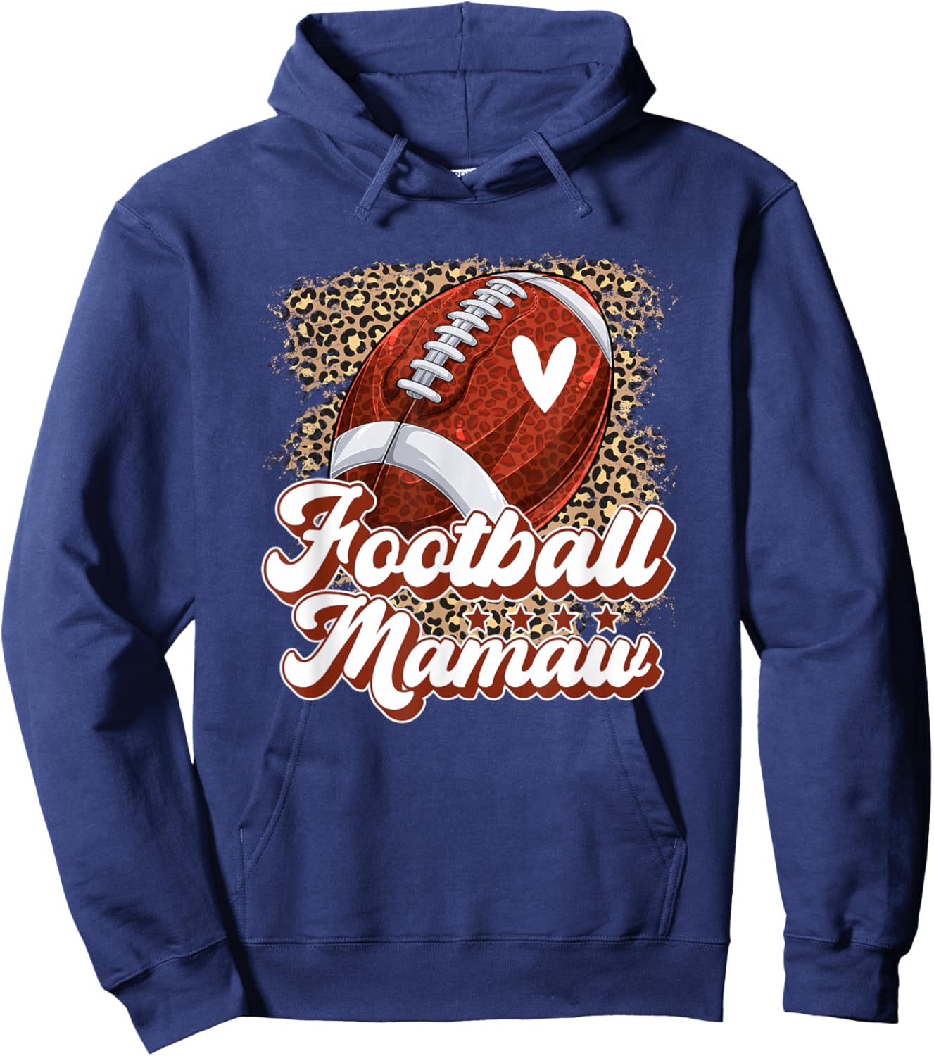 Football Mamaw Grandma Mamaw Of A Football Player Leopard Hoodie - Hoodie | Navy